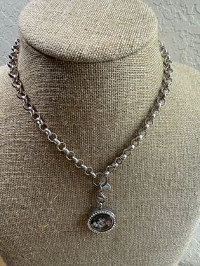 Origami Owl Silver-Tone Crystal Floating Locket Necklace